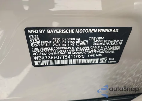 2026 BMW X1 xDrive28I from USA, damaged, VIN WBX73EF07T5411920